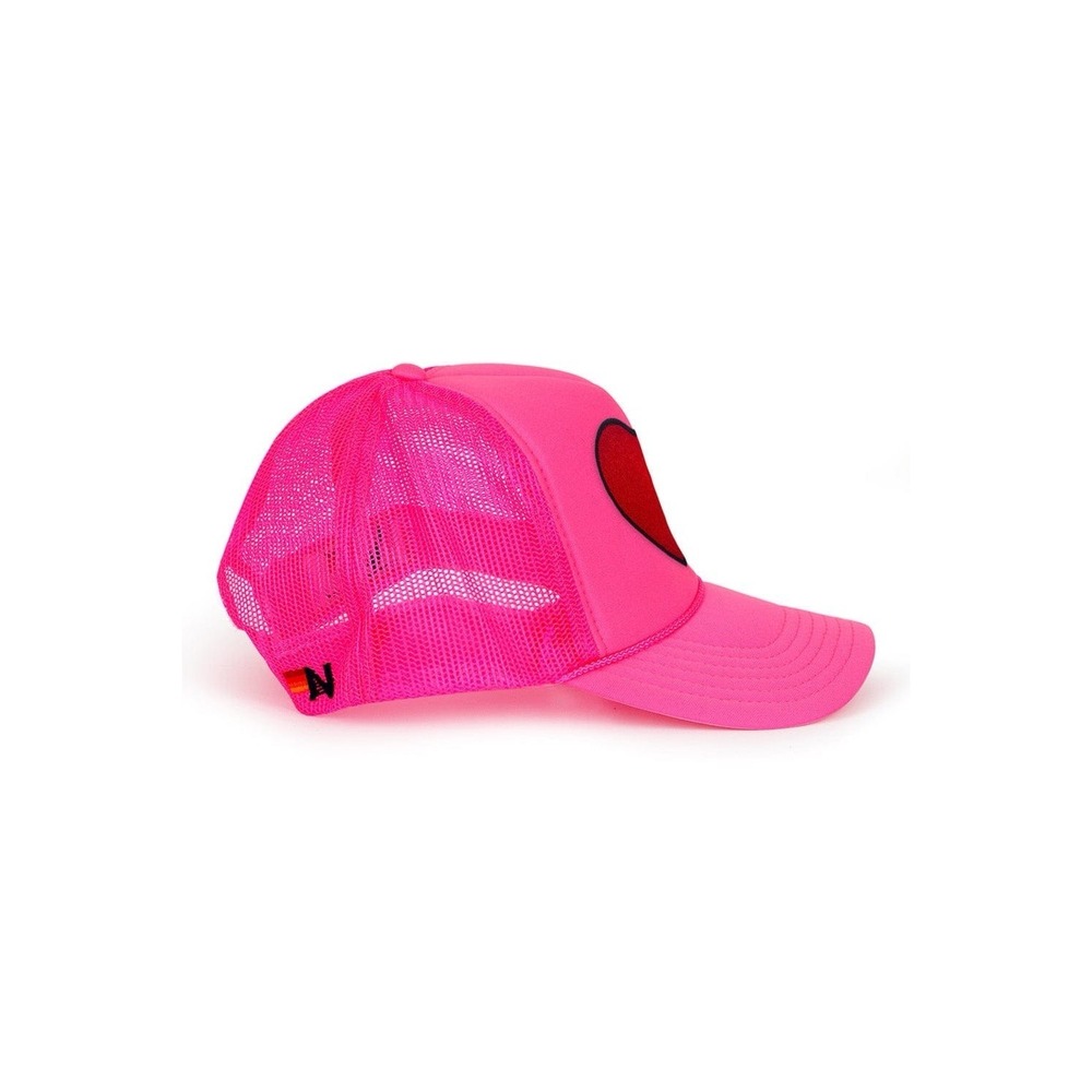 Aviator Nation Heart Embroidered Vintage Low Rise Trucker Hat Pink NEW WITH TAGS - Picture 2 of 7